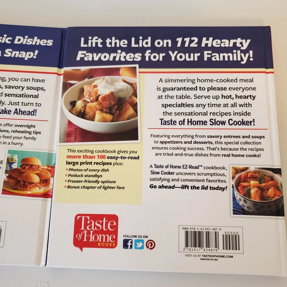 Lot Of 2 Taste of Home Large Print Make Ahead and Slow Cooker Hardcover EZ Read